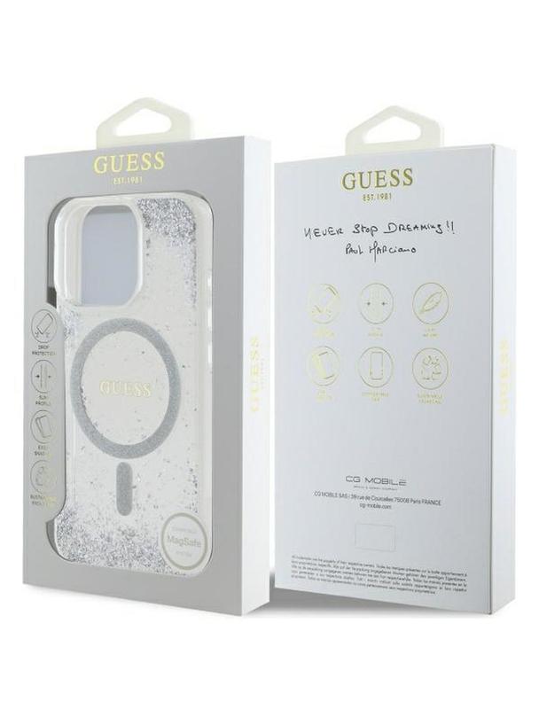 GUESS futerał do IPHONE 16 Pro kompatybilny z MagSafe GUHMP16LRGRGES (Resin Gradient Glitter) silver