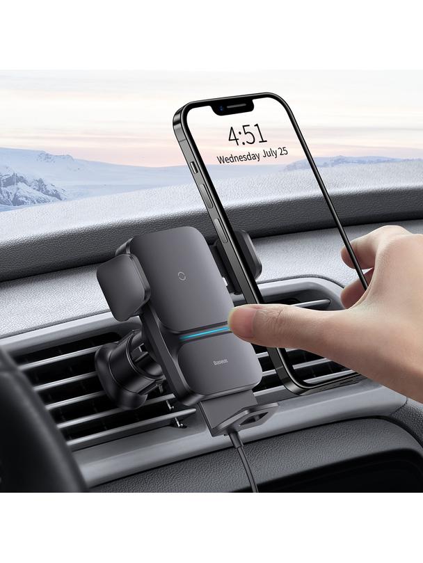 BASEUS uchwyt samochodowy indukcyjny automatyczny do kratki 15W CGZX000001 czarny