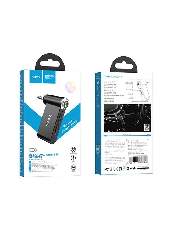 Odbiornik AUX Hoco Bluetooth Jack 3,5 mm E58 czarny