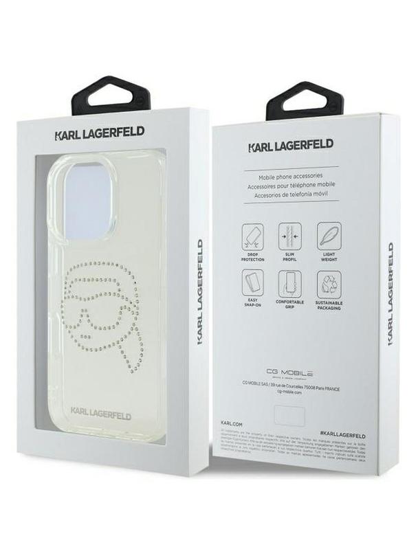 KARL LAGERFELD futerał do IPHONE 16 Pro KLHCP16LHKHDCELT (IML Rhinestones K Head) transparent
