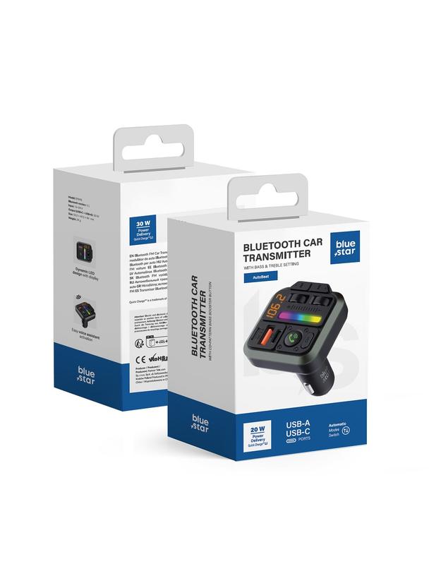 Transmiter samochodowy bluetooth Blue Star AutoBeat QC3.0 PD 20W MT04B czarny