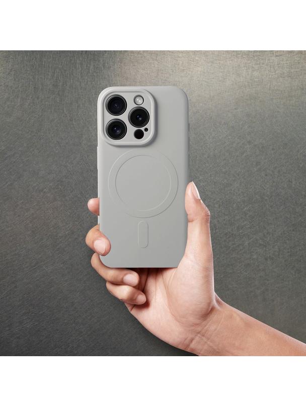 Futerał SILICONE MAG COVER kompatybilny z MagSafe do IPHONE 15 Pro Max tytanowy szary