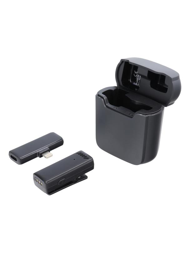 Mikrofon krawatowy bezprzewodowy Lightning z etui ładującym S11 czarny