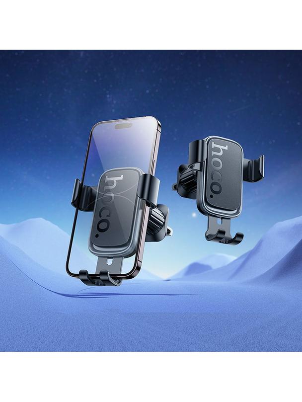 Uchwyt na telefon do samochodu grawitacyjny Hoco do kratki H80 czarno szary