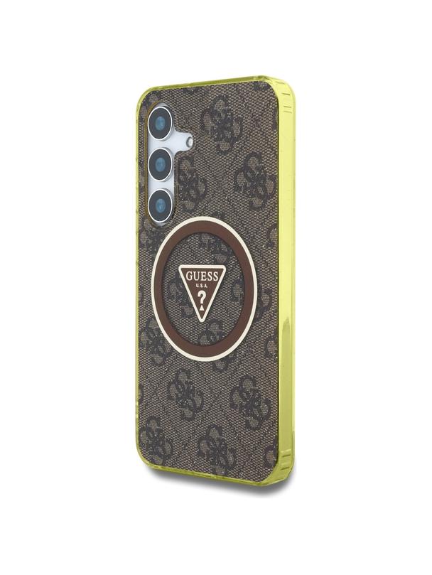 GUESS futerał do SAMSUNG S25 GUHMS25SHG4PRTGW (Magnetic IML Metal Glitter 4G Circle Triangle) brązowy