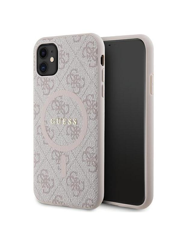 GUESS futerał do IPHONE 11 kompatybliny z MagSafe GUHMN61G4GFRP (4G Ring classic logo) różowy