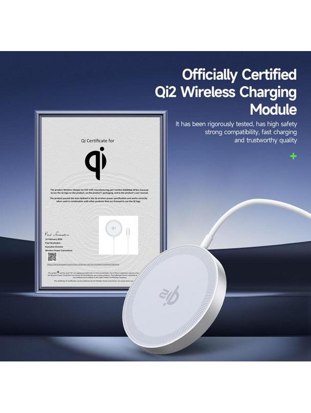 DUZZONA W18 - ładowarka indukcyjna kompatybilna z MagSafe 15W i ładowaniem Qi2 biała