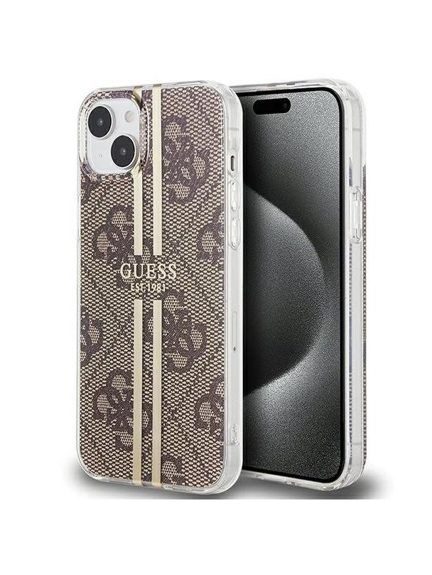 GUESS futerał do IPHONE 15 Plus GUHCP15MH4PSEGW (4G Gold  Stripe) brązowy