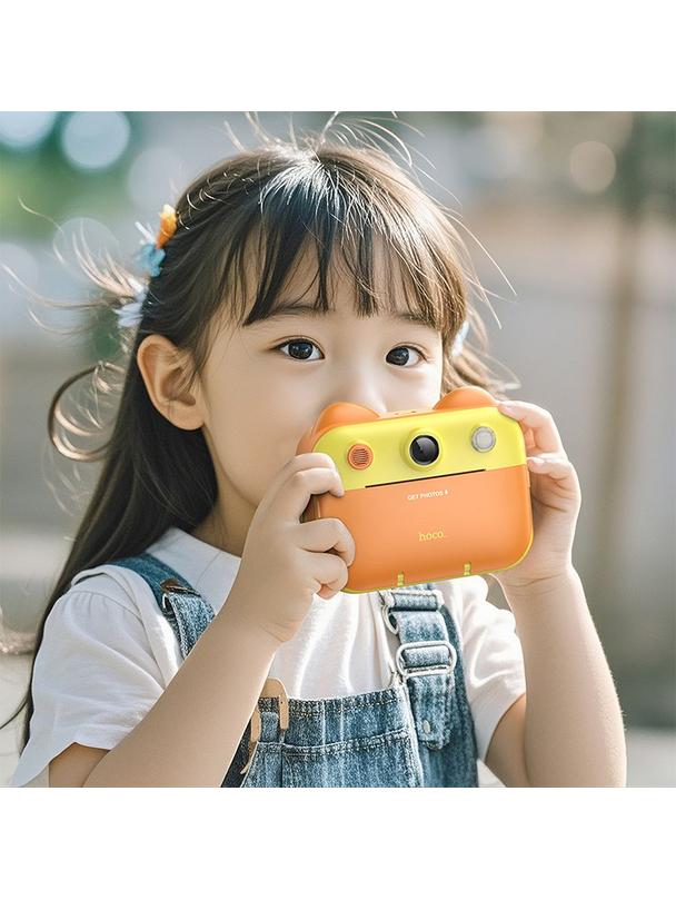 Aparat cyfrowy dla dzieci z drukarką i funkcją selfie Hoco 2,4" DV204 żółty