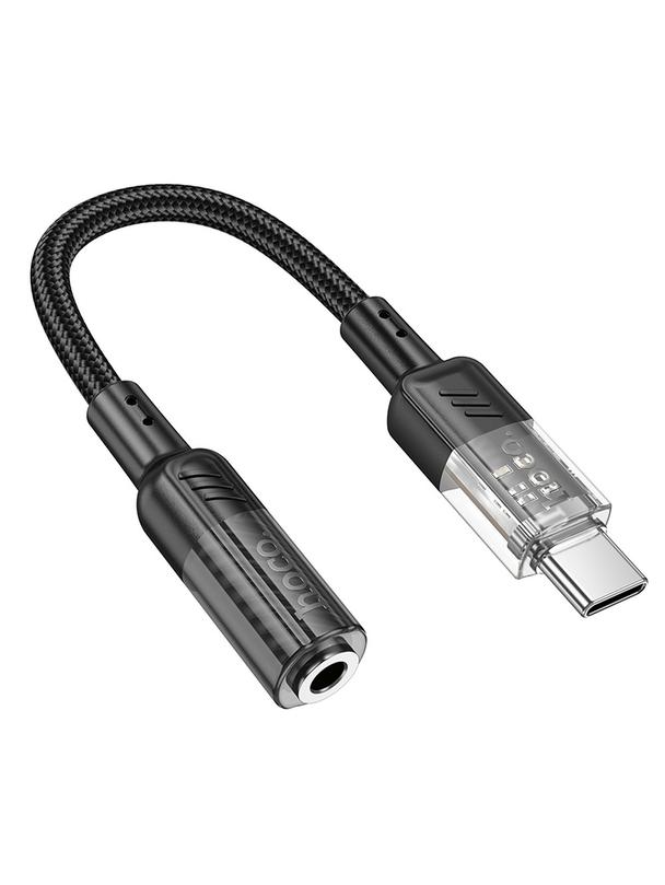 Adapter AUX USB C do Jack 3,5 mm Hoco 0,15 m LS37 transparentny czarny