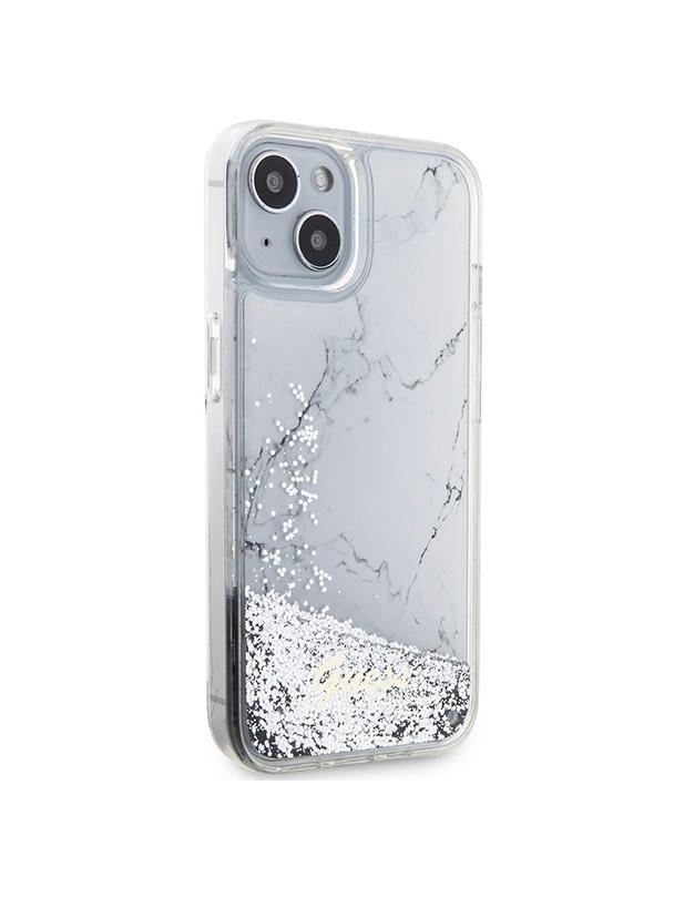 GUESS futerał do IPHONE 13 / 14 / 15 GUHCP14SLCSGSGH (Liquid Glitter Marble) biały