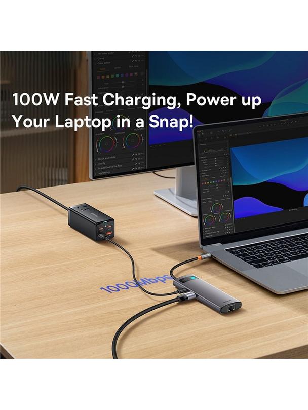 BASEUS adapter HUB 6w1 Typ C WKWG080013/BS-OH100 0,15 m szary