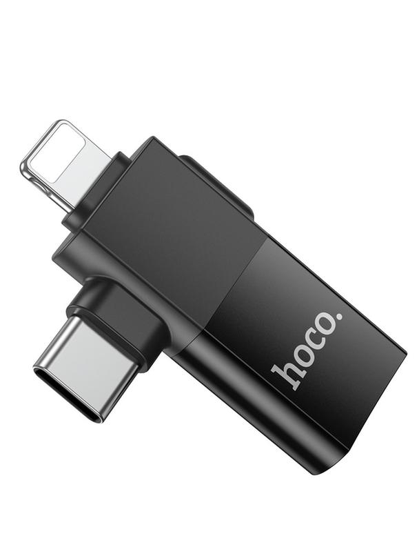Adapter OTG 2w1 USB C / Lightning do USB A Hoco UA17 czarny