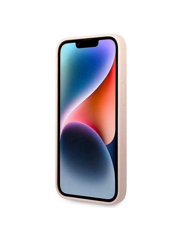 GUESS futerał do IPHONE 13 / 14 / 15 GUHCP14SSLTGP (Silicone Triangle) różowy