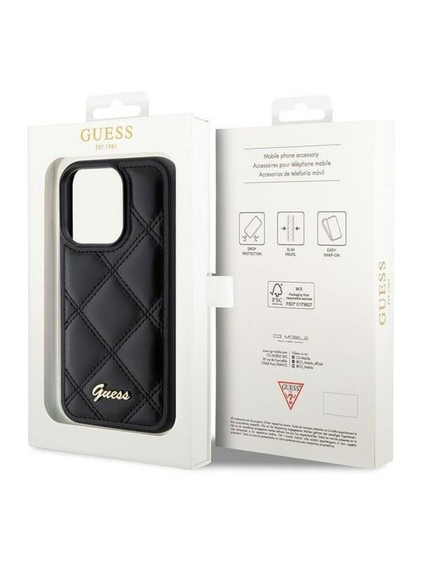 GUESS futerał do IPHONE 15 Pro Max GUHCP15XPSQSQSK (Quilted Metal Logo) czarny