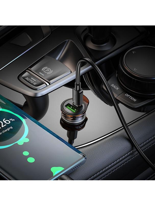 Ładowarka samochodowa Hoco USB A + USB C QC3.0 PD 43W NZ16A szara