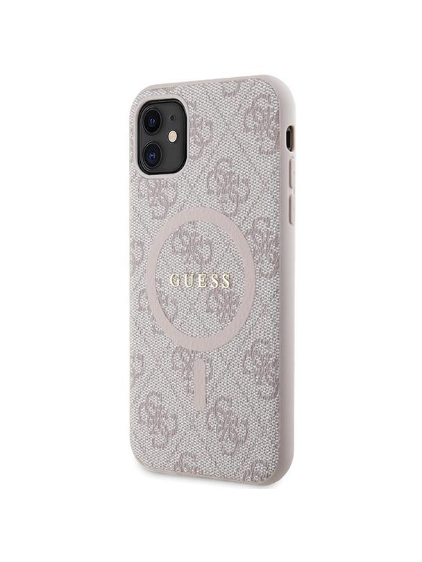 GUESS futerał do IPHONE 11 kompatybliny z MagSafe GUHMN61G4GFRP (4G Ring classic logo) różowy