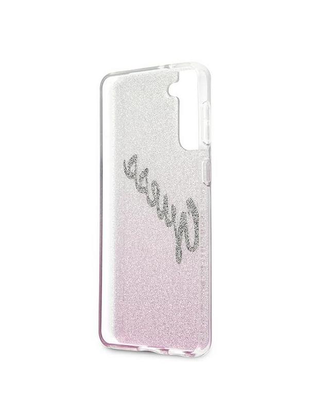 GUESS futerał do SAMSUNG S21 Plus GUHCS21MPCUGLSPI (Glitter Gradient Script) różowy