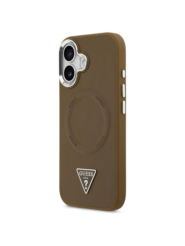 GUESS futerał do IPHONE 17 kompatybilny z MagSafe GUHMP17SPSDTSCMW (PU W/ Triangle Logo) brązowy