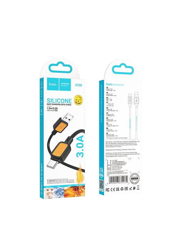 Kabel USB A do USB C Hoco 3A 1 m X108 czarny
