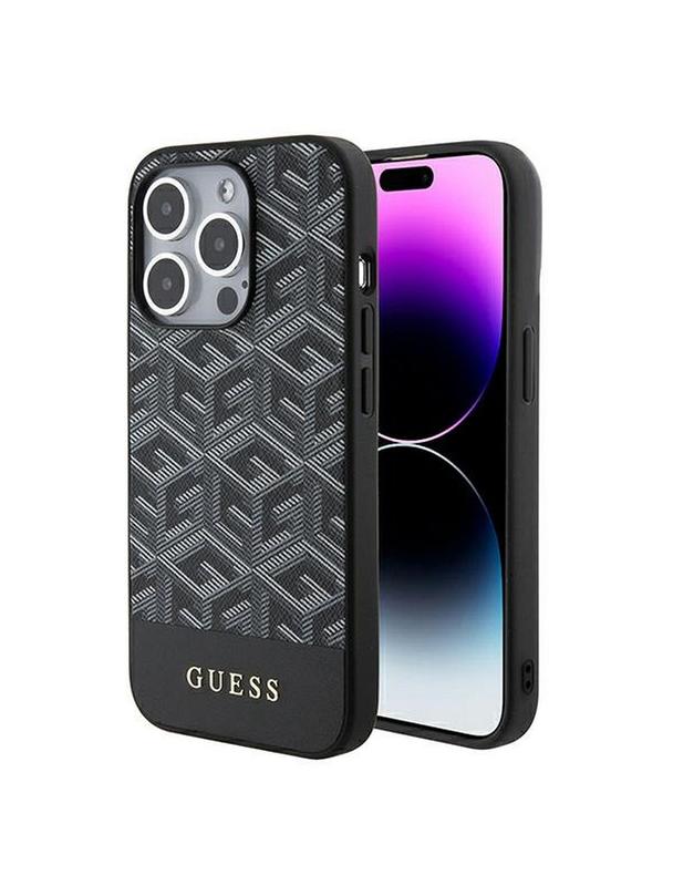 GUESS futerał do IPHONE 15 Pro kompatybilny z MagSafe GUHMP15LHGCFSEK (CUBE Stripes) czarny