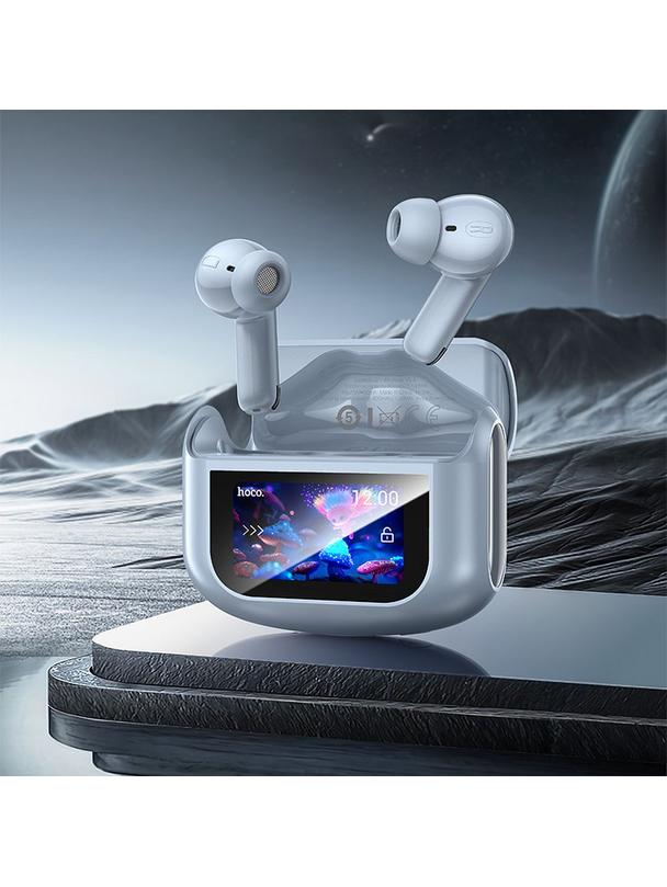 Słuchawki bezprzewodowe douszne Hoco z ekranem dotykowym TWS ANC ENC EQ21 niebieskie