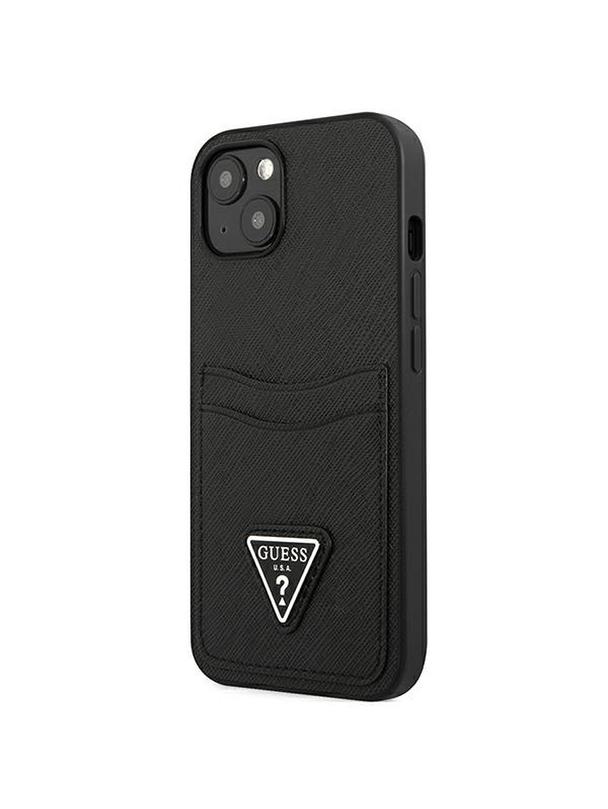 GUESS futerał do IPHONE 13 Mini GUHCP13SPSATPK (Saffiano Double Card Triangle) czarny