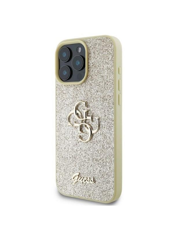 GUESS futerał do IPHONE 16 Pro Max GUHCP16XHG4SGD (Fixed Glitter Big 4G) złoty
