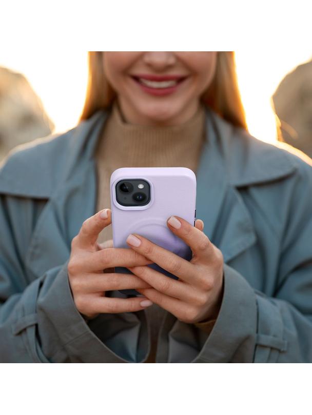 ROAR futerał LEATHER MAG kompatybilny z MagSafe do IPHONE 15 Plus Fioletowy