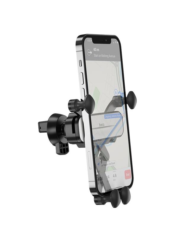 Uchwyt na telefon do samochodu grawitacyjny Hoco do kratki CA102 czarno srebrny