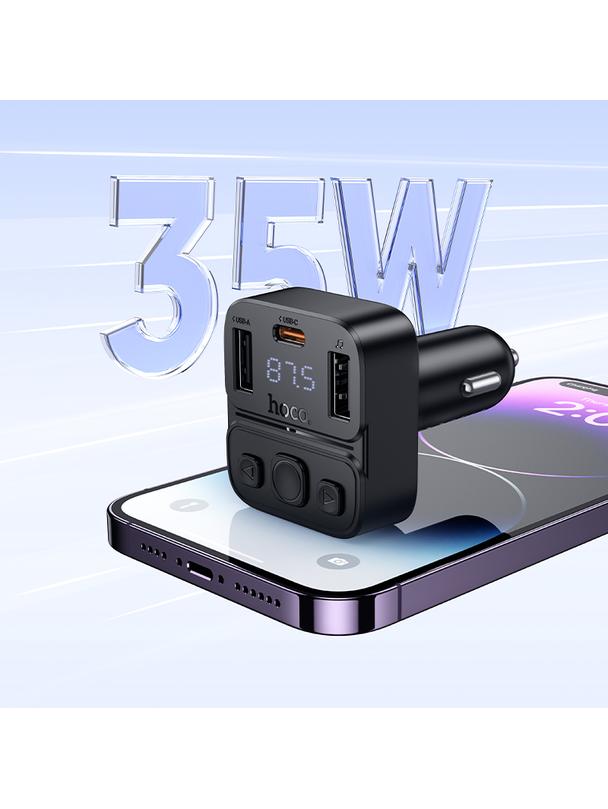 Transmiter samochodowy bluetooth Hoco USB A + USB C QC PD 35W E87 czarny