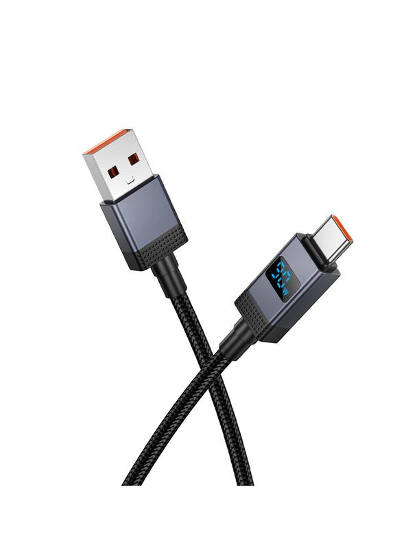 Kabel USB A do USB C Hoco 5A z wyświetlaczem 1 m X118 czarny