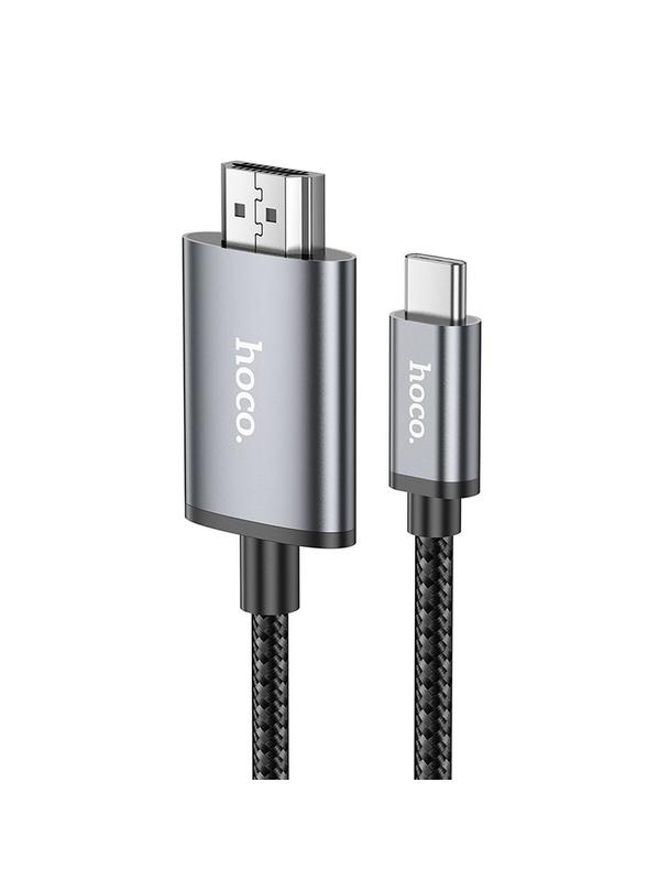 Kabel USB C do HDMI Hoco 4K 30Hz 2 m UA27 stalowy szary