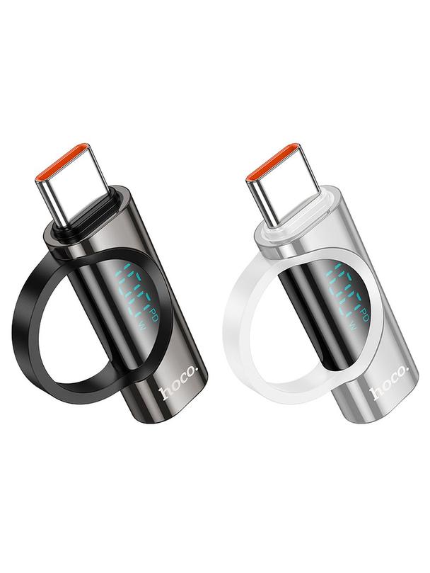 Adapter USB C do USB C Hoco 5A 100W z wyświetlaczem UA32 czarny