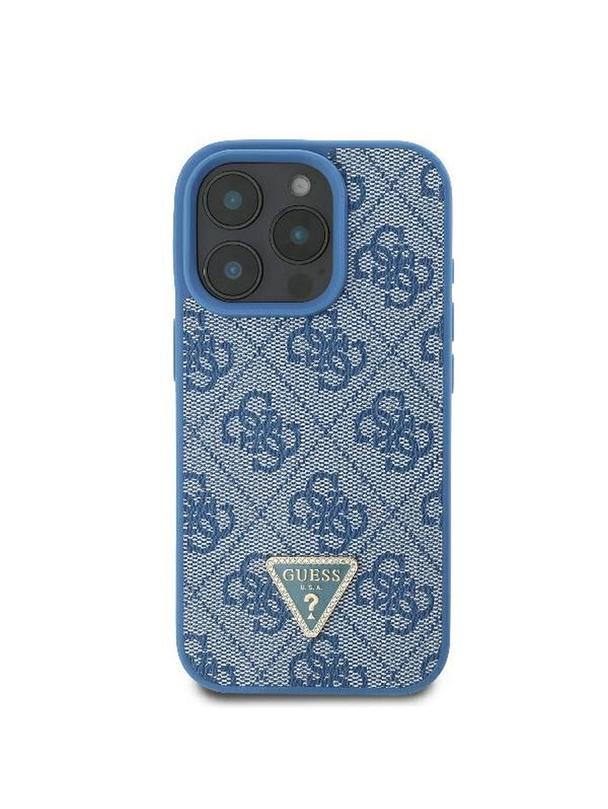 GUESS futerał do IPHONE 16 Pro Max GUHCP16XP4TDPB (PU Leather 4G Triangle Strass) niebieski