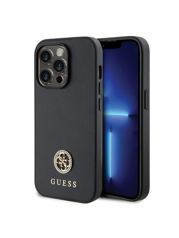 GUESS futerał do IPHONE 15 Pro GUHCP15LPS4DGPK (Strass Metal Logo) czarny