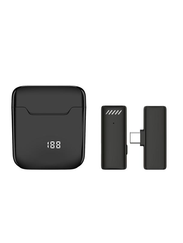 Mikrofon krawatowy bezprzewodowy Typ C z etui ładującym S11 czarny