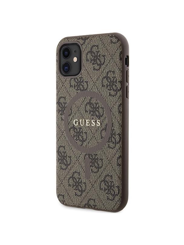 GUESS futerał do IPHONE 11 kompatybliny z MagSafe GUHMN61G4GFRW (4G Ring classic logo) brązowy