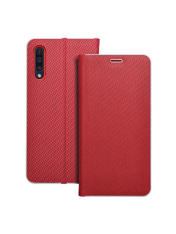 Kabura LUNA Book Carbon do SAMSUNG A50 czerwony