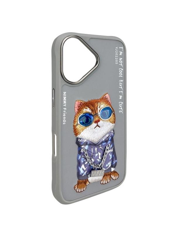 NIMMY futerał GLASSES COOL CAT do IPHONE 16 szary