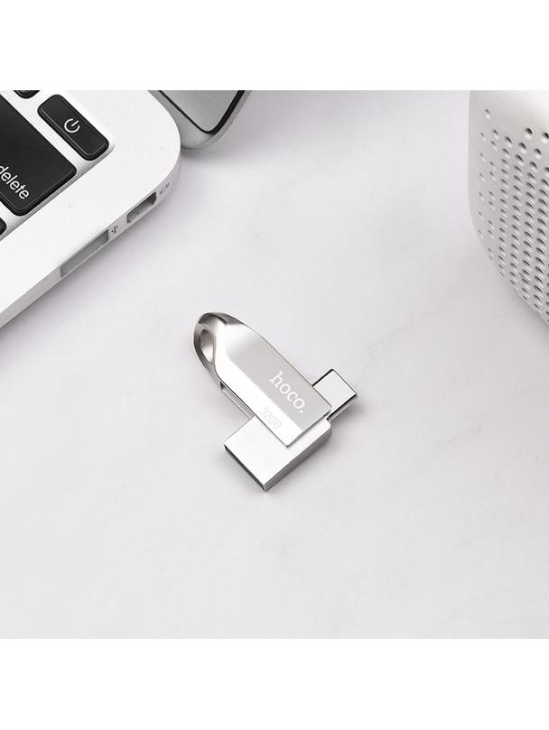 Pendrive 32GB USB 3.0 (USB A + USB C) Hoco UD8 nikiel