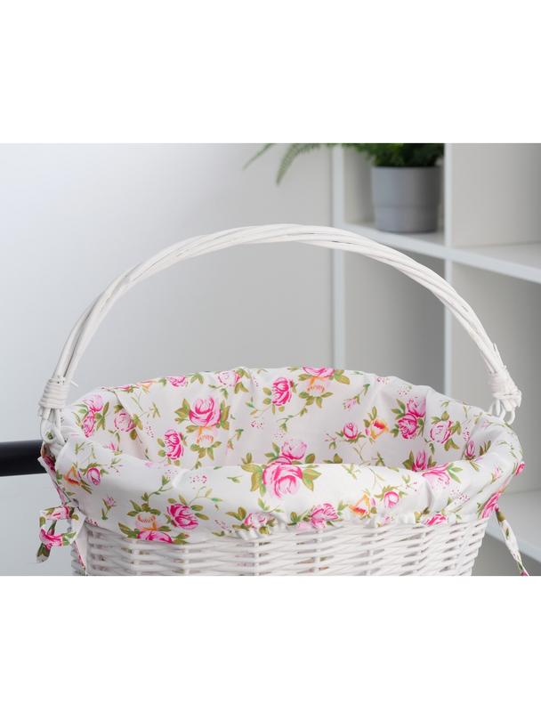 Koszrowerowy  z wikliny  z materiałową wyściółką FSBKT-037-1 biały