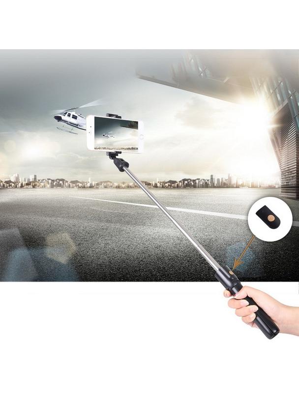 Uchwyt selfie z pilotem bezprzewodowym tripod K07 biały