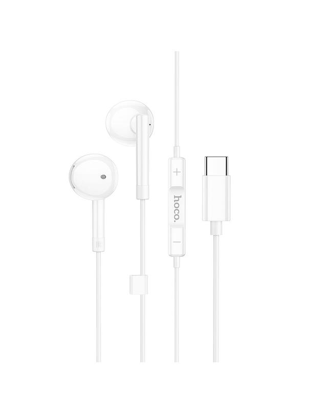 Słuchawki przewodowe douszne USB C Hoco M95 białe