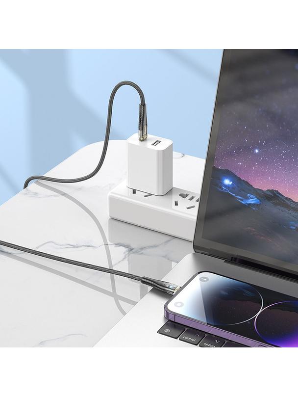 Kabel USB C do Lightning Hoco PD 27W 1,2 m U121 czarny transparentny