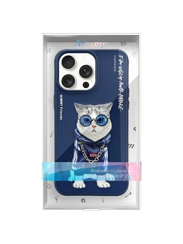 NIMMY futerał GLASSES COOL CAT do IPHONE 15 Pro Max niebieski