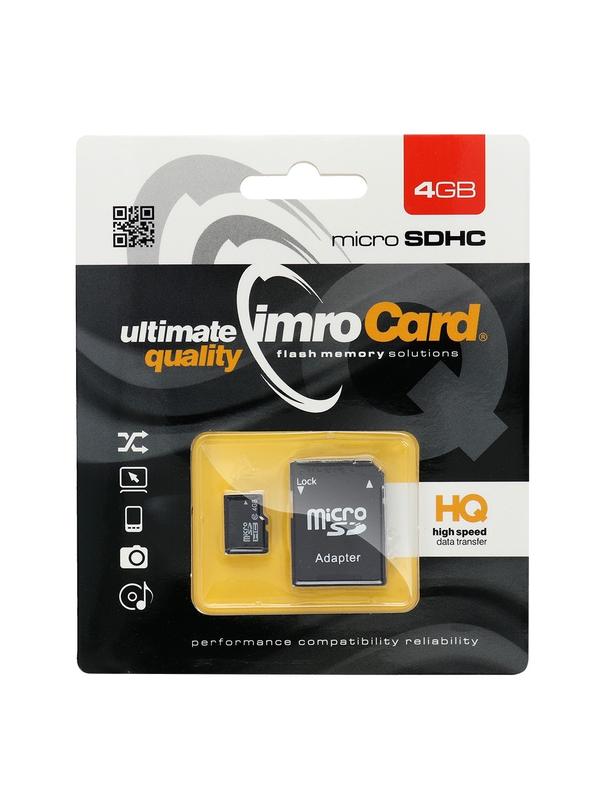 IMRO karta pamięci microSD 4GB 100MB/s class 10 UHS I z adapterem SD