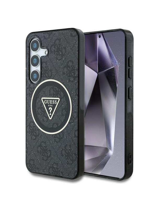 GUESS futerał do SAMSUNG S25 GUHMS25SHG4PRTGK (Magnetic IML Metal Glitter 4G Circle Triangle) czarny