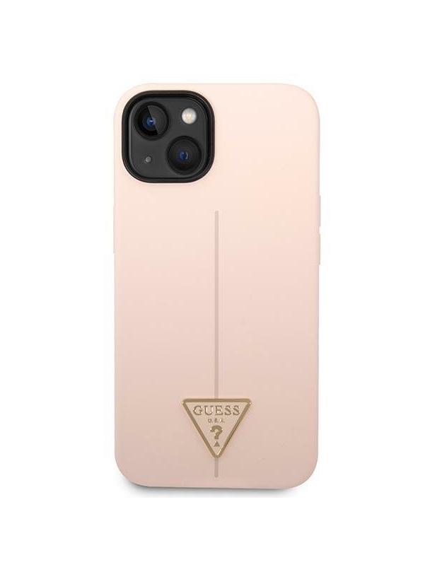 GUESS futerał do IPHONE 13 / 14 / 15 GUHCP14SSLTGP (Silicone Triangle) różowy
