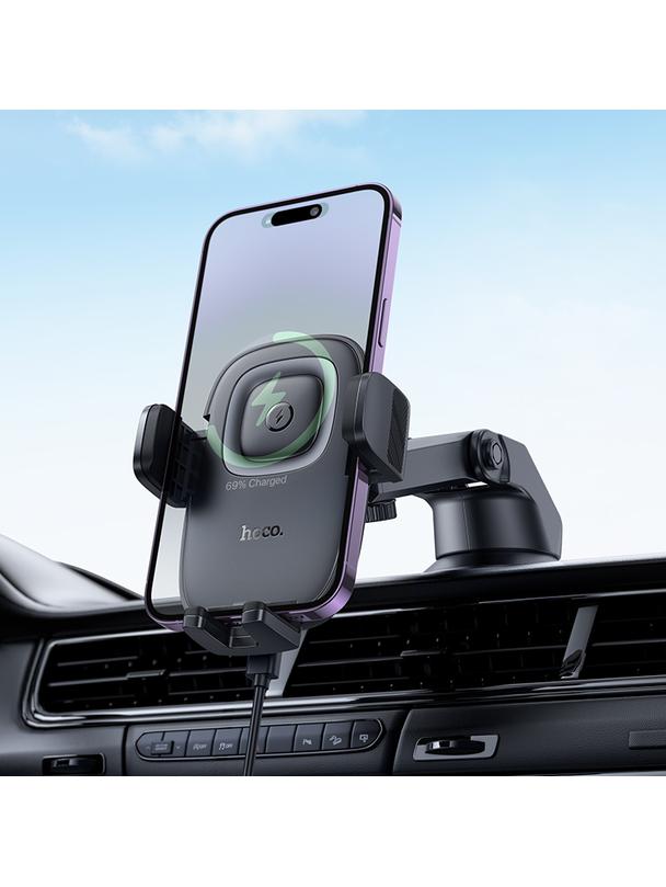 Uchwyt na telefon do samochodu indukcyjny Hoco 15W do deski HW32 czarny